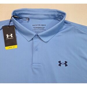NEW Under Armour Polo Shirt Mens 2XLT Blue Golf Performance Big Tall Textured